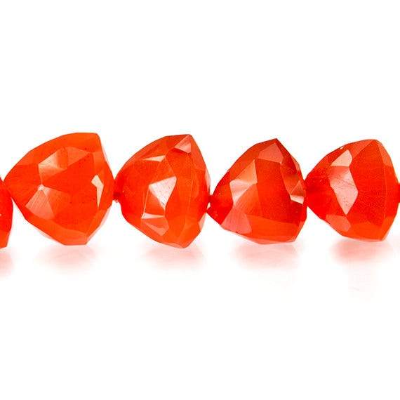 9.5-10mm Carnelian Faceted Trillion Beads AA Grade 8 inch 22 pieces