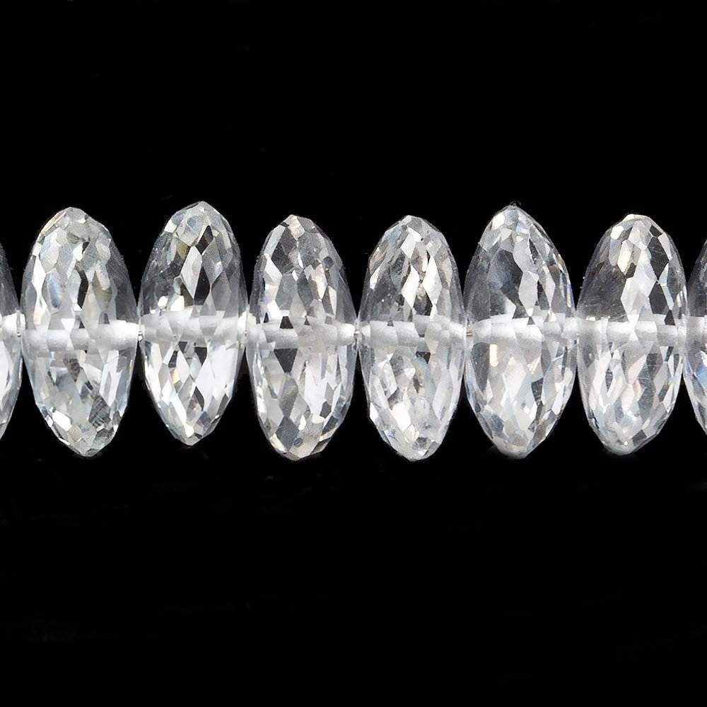 9.5-10mm Crystal Quartz German Faceted Rondelle Necklace 14kt Gold Clasp 17 inch AAA