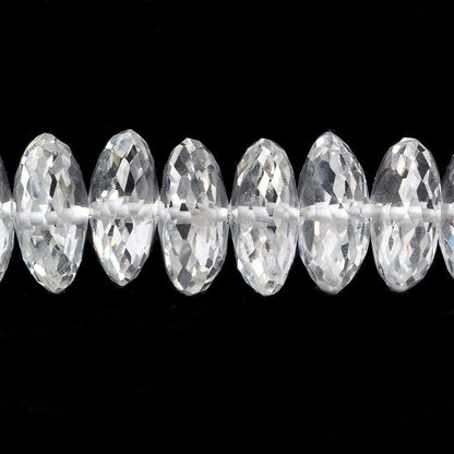 9.5-10mm Crystal Quartz German Faceted Rondelle Necklace 14kt Gold Clasp 17 inch AAA