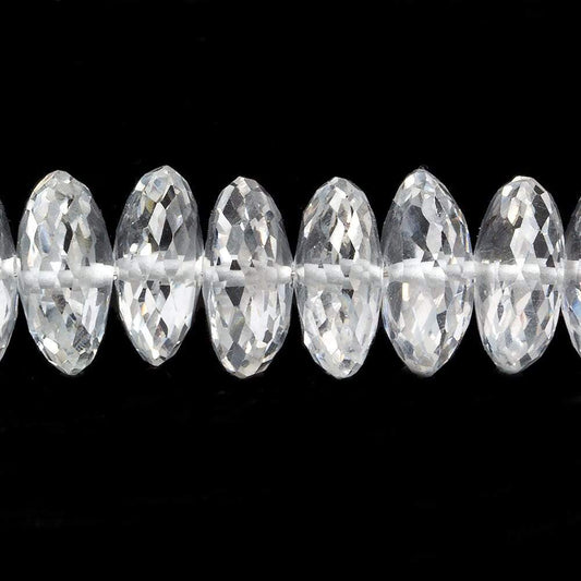 9.5-10mm Crystal Quartz German Faceted Rondelle Necklace 14kt Gold Clasp 17 inch AAA