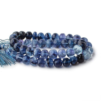 9.5-10mm Shaded Blue Fluorite Plain Rondelles 16 inch 53 Beads