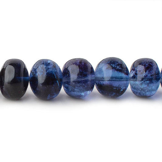 9.5-10mm Shaded Blue Fluorite Plain Rondelles 16 inch 53 Beads