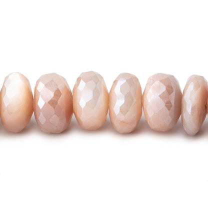 9.5-11.5mm Mystic Angel Skin Moonstone Faceted Rondelles 7.5 inch 32 Beads