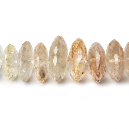 9.5-11.5mm White and Imperial Topaz German faceted rondelles 15.5 inch 82 beads A