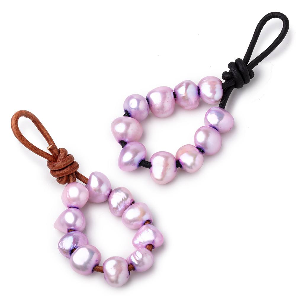 9.5-11mm Hydrangea Purple Large Hole Baroque Pearls Set of 11