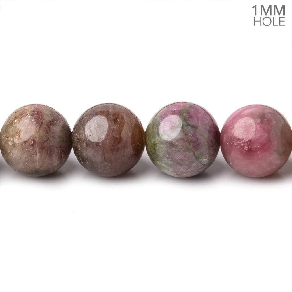 9.5-11mm Multi Color Tourmaline Plain Round Beads 18 inch 45 pieces AA 1mm hole