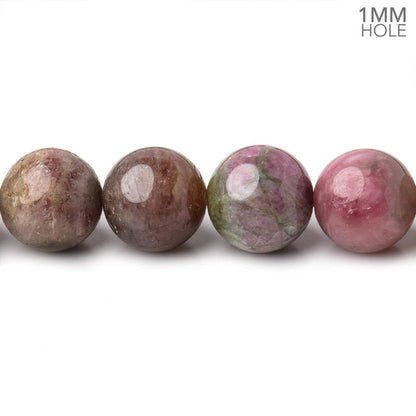 9.5-11mm Multi Color Tourmaline Plain Round Beads 18 inch 45 pieces AA 1mm hole
