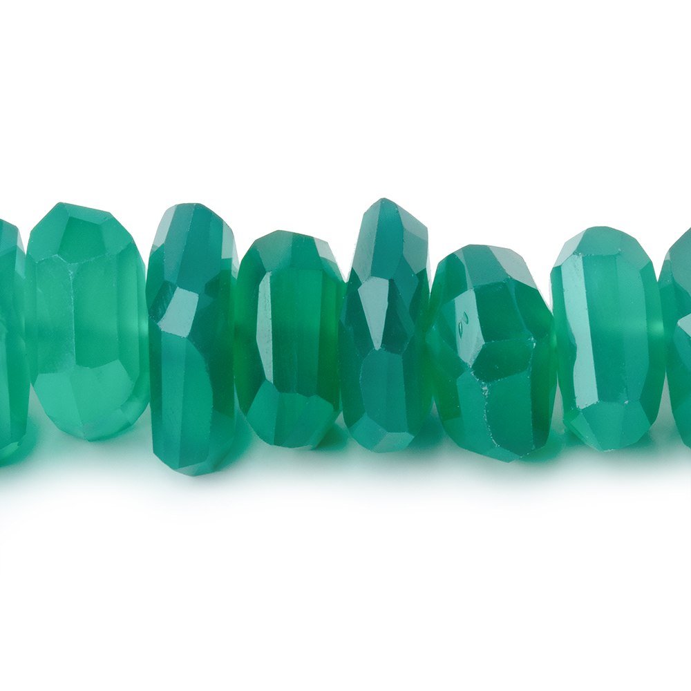 9.5-12.5mm Green Onyx Center Drilled Faceted Nugget Beads 7.5 inch 30 pieces