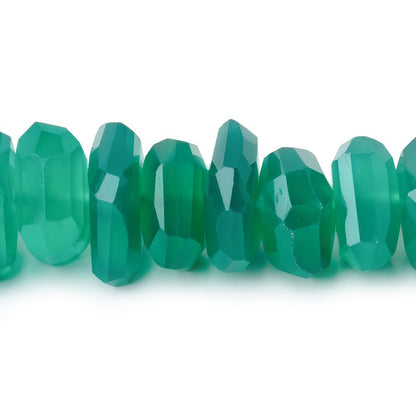 9.5-12.5mm Green Onyx Center Drilled Faceted Nugget Beads 7.5 inch 30 pieces