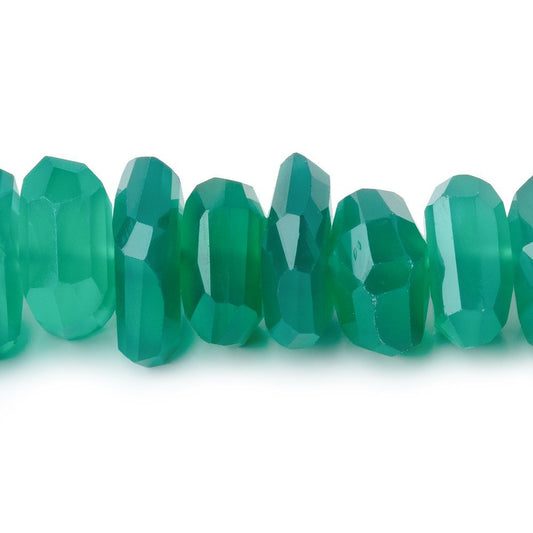 9.5-12.5mm Green Onyx Center Drilled Faceted Nugget Beads 7.5 inch 30 pieces