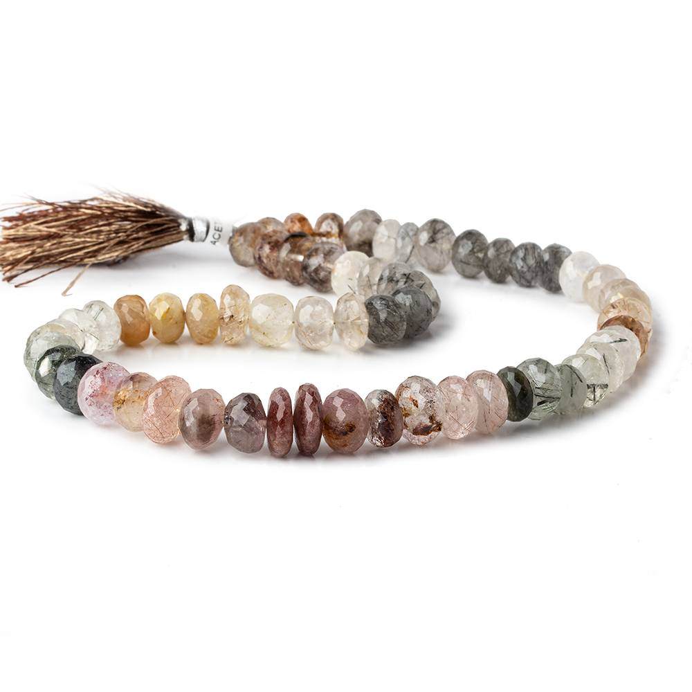 9.5-12.5mm Sagenitic Quartz Faceted Rondelle beads 16 inch 62 pieces