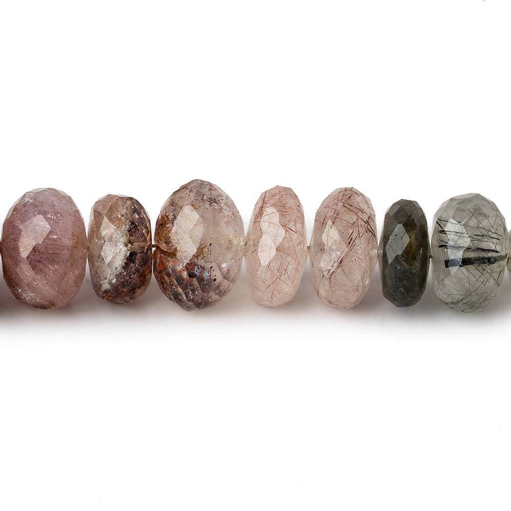 9.5-12.5mm Sagenitic Quartz Faceted Rondelle beads 16 inch 62 pieces