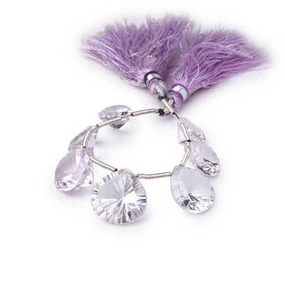 9.5-15mm Pink Amethyst Concave Faceted Heart Beads 3.5 inch 7 pieces AAA