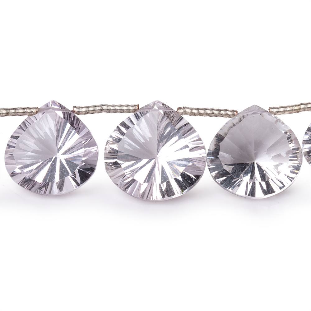 9.5-15mm Pink Amethyst Concave Faceted Heart Beads 3.5 inch 7 pieces AAA