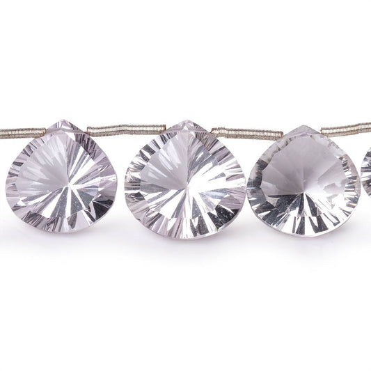 9.5-15mm Pink Amethyst Concave Faceted Heart Beads 3.5 inch 7 pieces AAA