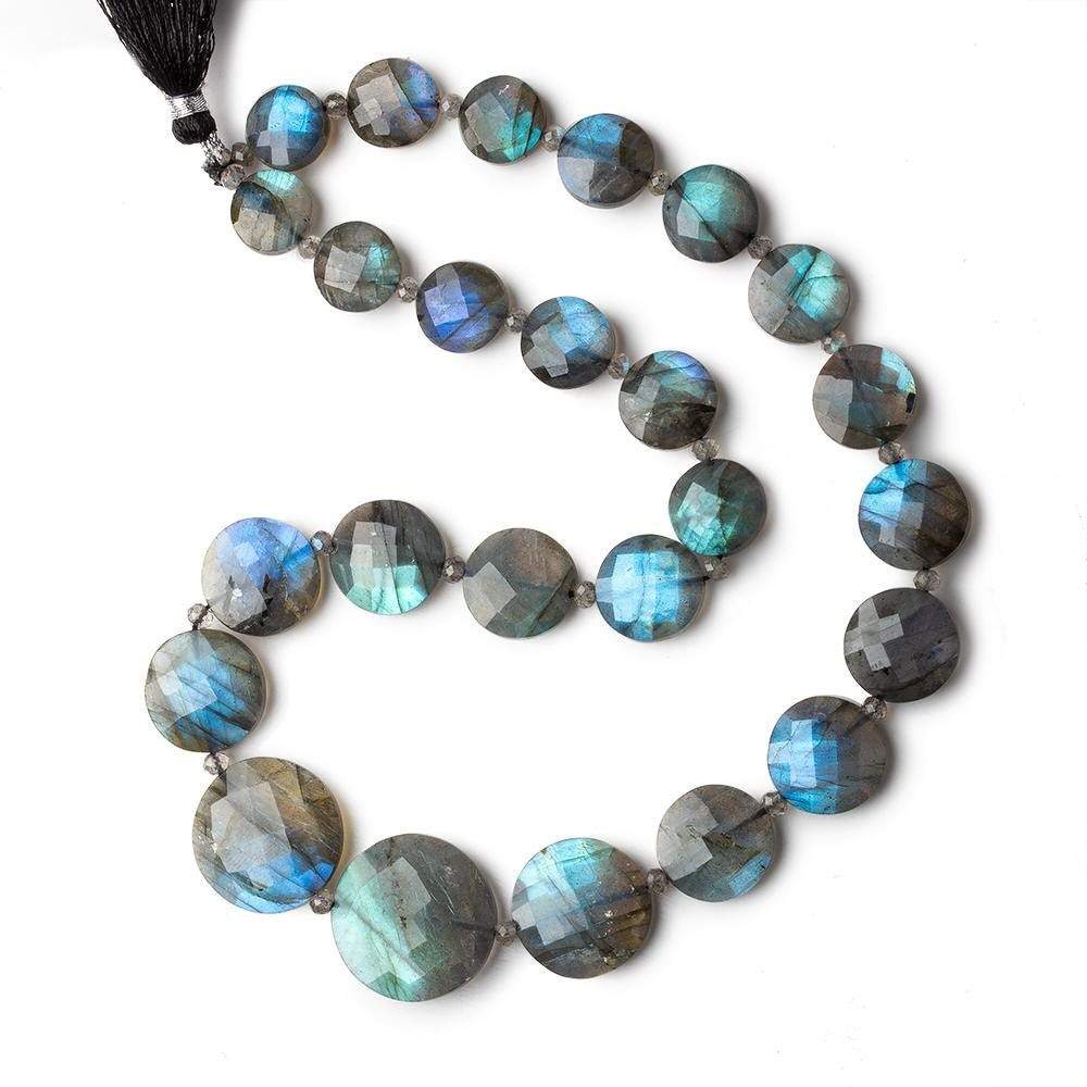 12-20mm Labradorite Faceted Coin Beads 16 inch 23 pieces AA