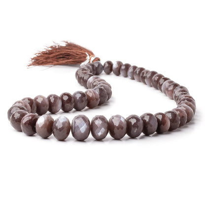 9.5-18.5mm Chocolate Brown Moonstone Faceted Rondelle 16 inch 49 Beads