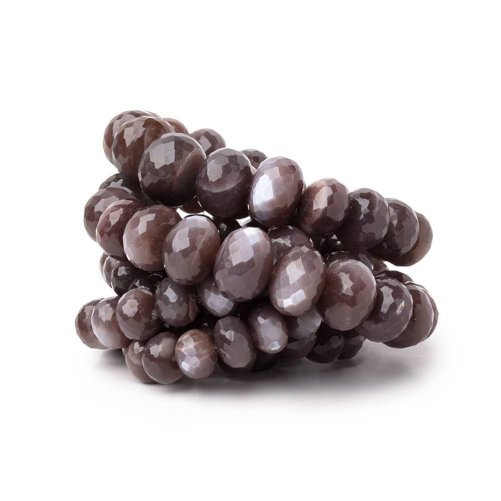 9.5-18.5mm Chocolate Brown Moonstone Faceted Rondelle 16 inch 49 Beads