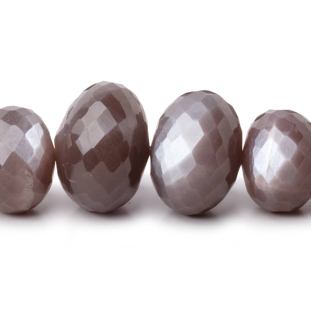 9.5-18.5mm Chocolate Brown Moonstone Faceted Rondelle 16 inch 49 Beads