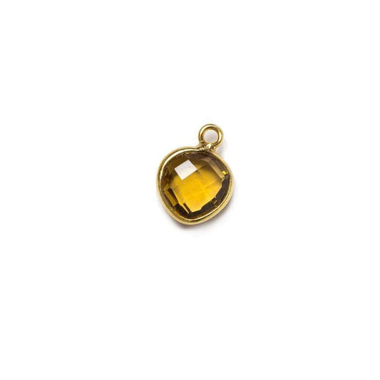 9x9mm Vermeil Bezeled Whiskey Quartz faceted heart Pendant 1pc