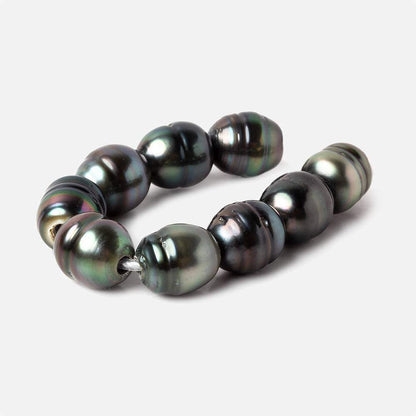 9.5mm Peacock Tahitian Ringed Saltwater Large Hole Pearls 9 pieces