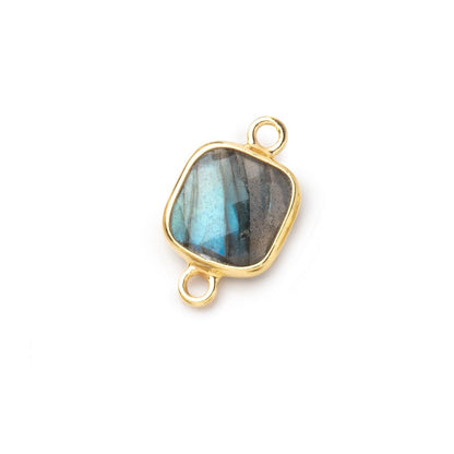 9.5mm Vermeil Bezel Labradorite Faceted Cushion Connectors 1 piece