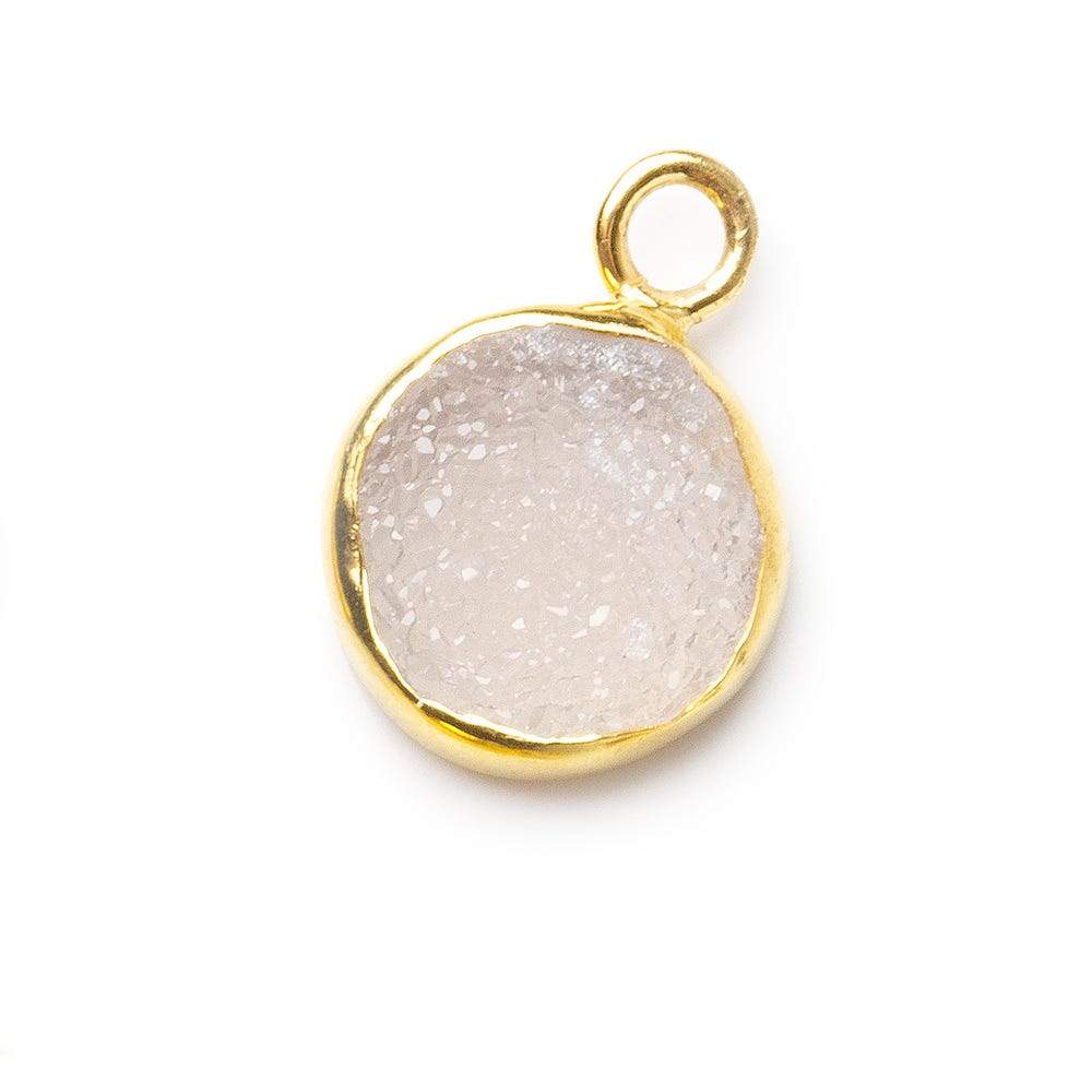 9.5mm Vermeil Bezel Pink Drusy Coin Pendant 1 piece