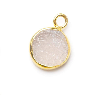 9.5mm Vermeil Bezel Pink Drusy Coin Pendant 1 piece