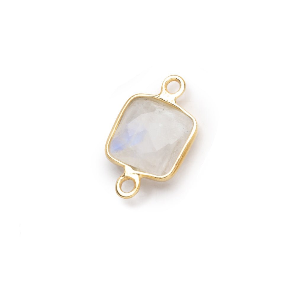 9.5mm Vermeil Bezel Rainbow Moonstone Faceted Cushion Connector 1 piece