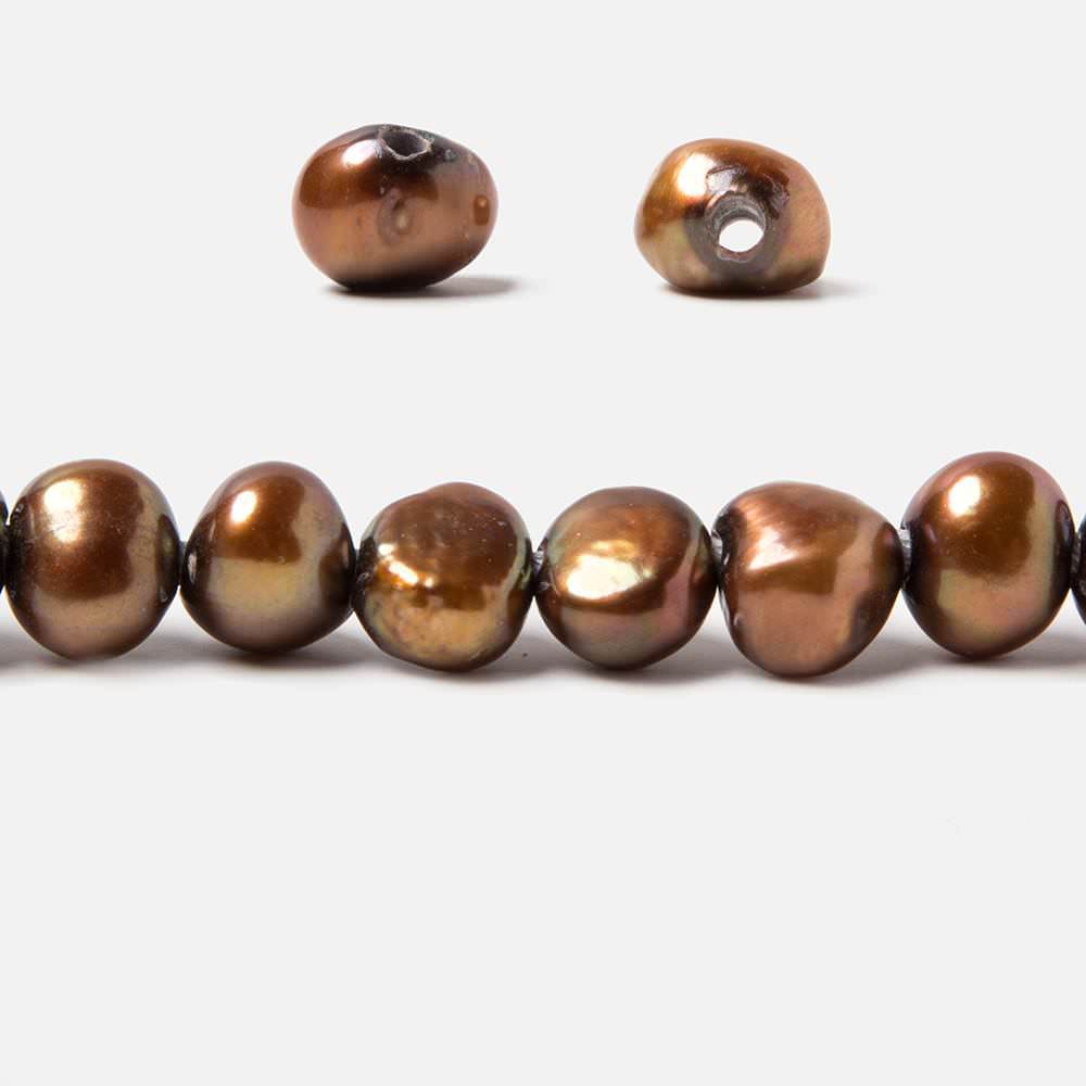 9.5x10.5-10x11.5mm Honey Brown Baroque 2.5mm large hole Pearls 15 in. 43 pcs