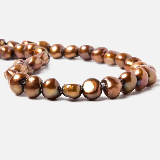 9.5x10.5-10x11.5mm Honey Brown Baroque 2.5mm large hole Pearls 15 in. 43 pcs