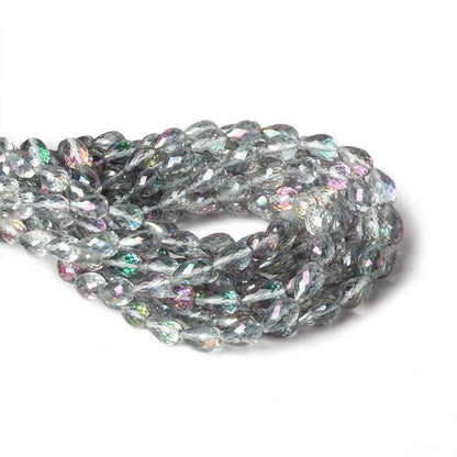 9.5x6.5mm Mystic White Topaz straight drilled faceted tear drops 9 inch 25 beads AA