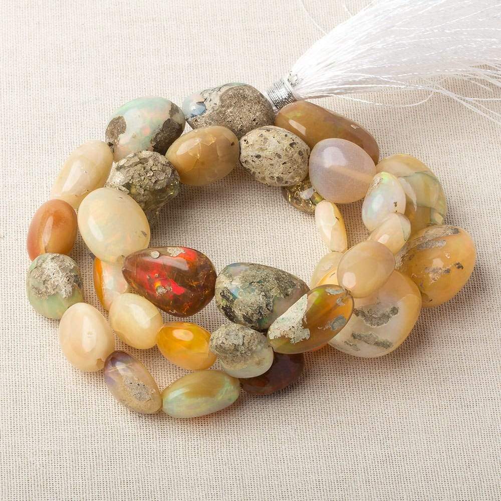 9.5x7-19.15.5mm Ethiopian Opal Straight Drill Plain Nuggets 18 inch 37 pieces