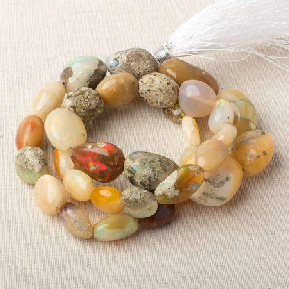 9.5x7-19.15.5mm Ethiopian Opal Straight Drill Plain Nuggets 18 inch 37 pieces