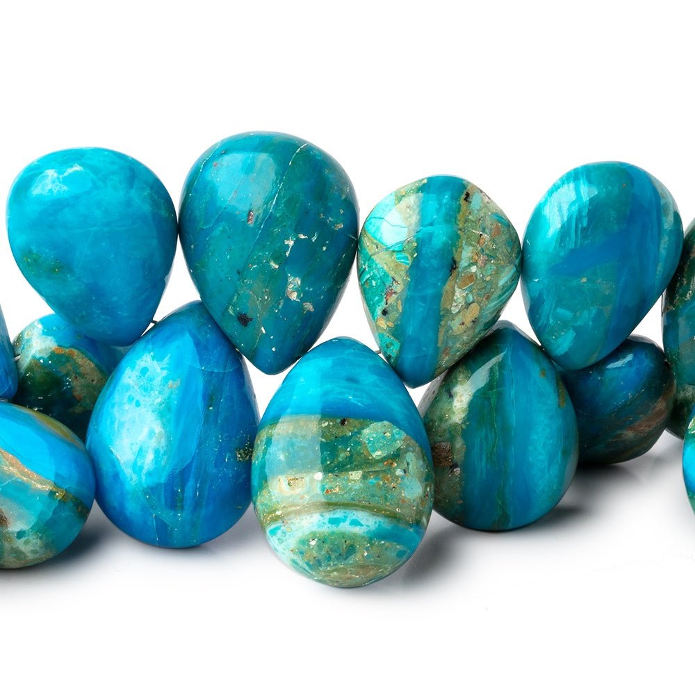 9.5x7-20x16mm Blue Peruvian Opalina Plain Pear Beads 7.5 inch 36 pieces AAA