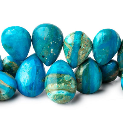9.5x7-20x16mm Blue Peruvian Opalina Plain Pear Beads 7.5 inch 36 pieces AAA