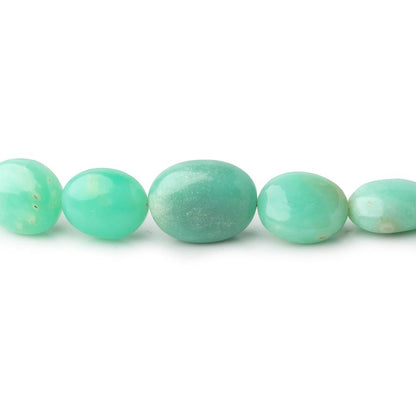 9.5x8-14x11mm Tanzanian Green Opal Plain Oval Beads 18 inch 45 pieces