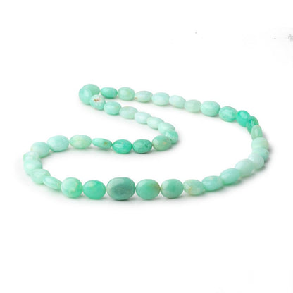 9.5x8-14x11mm Tanzanian Green Opal Plain Oval Beads 18 inch 45 pieces