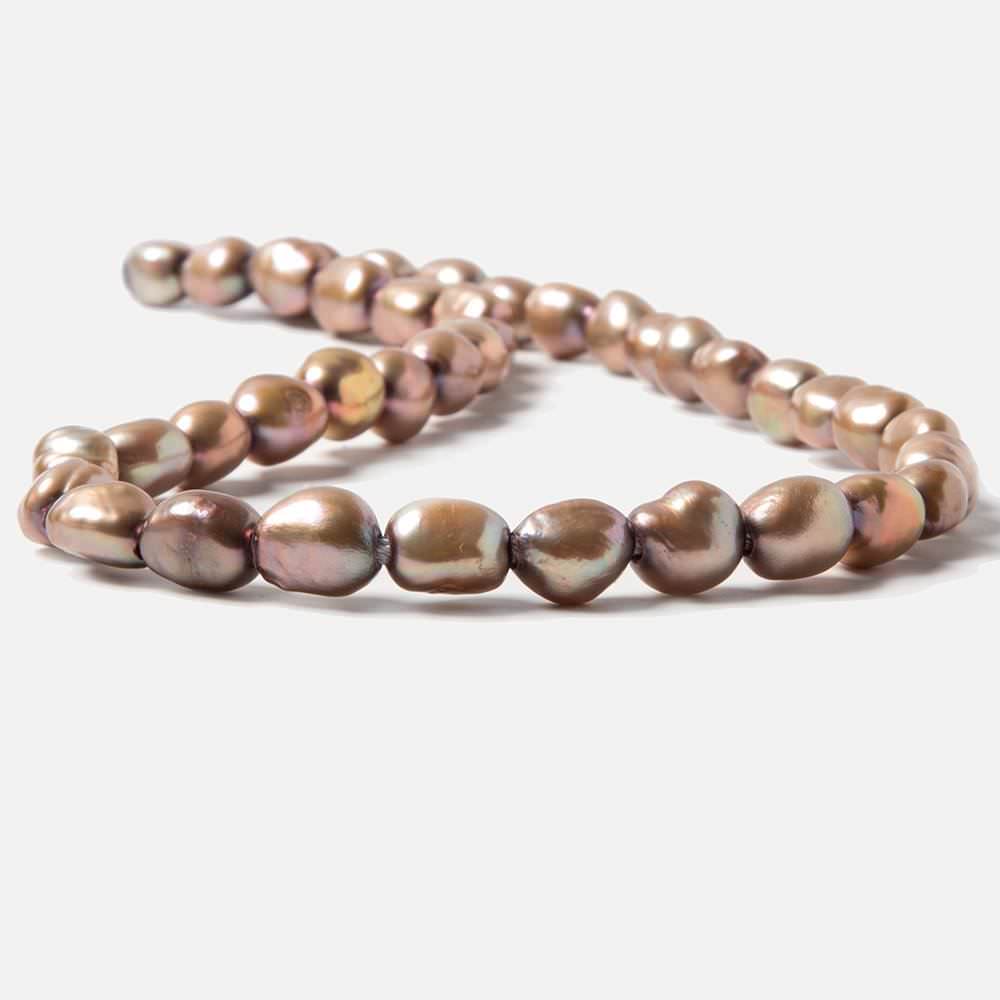 9.5x9-11x9mm Rose' Mocha Brown Baroque 2.5mm large hole Pearls 15 in. 39 pcs