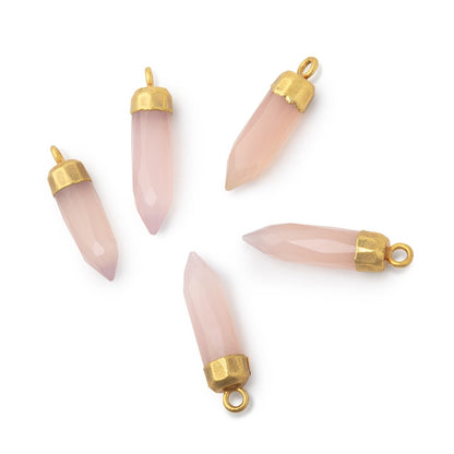 23x6mm Gold Leafed Rose Chalcedony Spike Pendants 1 piece