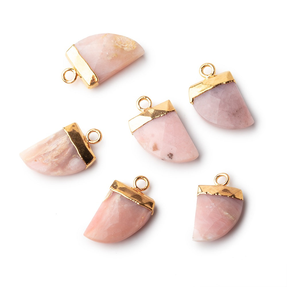 18x10mm Gold Leafed Pink Peruvian Opal Horn Pendants 1 piece