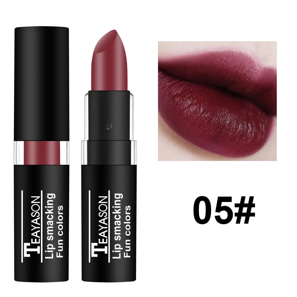 Matte Nude Lipsticks 12 Colors Waterproof Long Lasting Non-Stick Cup Lip Glaze Sexy Vampire Red Black Lipstick Pigment Cosmetics