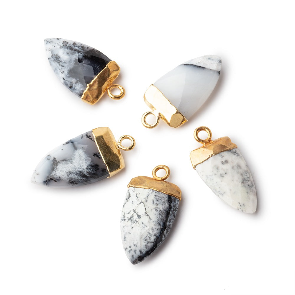 20x9mm Gold Leafed Dendritic Opal faceted Point Pendant 1 piece