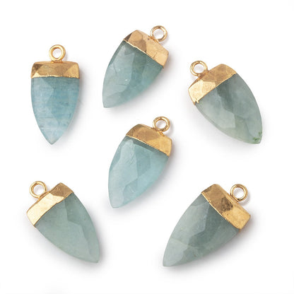 19x10mm Gold Leafed Aquamarine faceted Point Pendant 1 piece