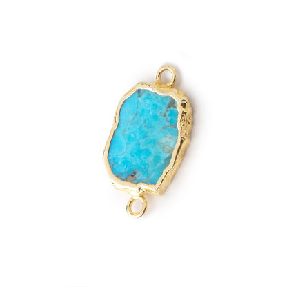 13x10mm Gold Leafed Turquoise Howlite Slice Connector 1 Focal