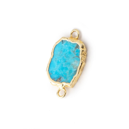 13x10mm Gold Leafed Turquoise Howlite Slice Connector 1 Focal