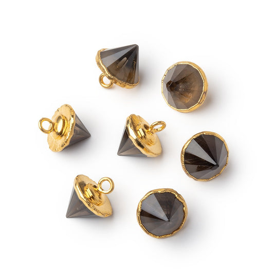 13x10mm Gold Leafed Smoky Quartz Pendulum Pendant 1 piece