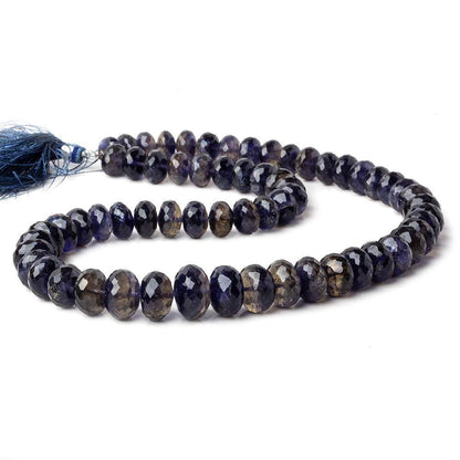 9mm - 12.5mm Iolite Faceted Rondelle Beads 16 inch 63 pcs AAA
