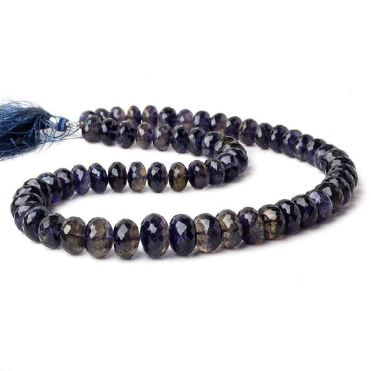 9mm - 12.5mm Iolite Faceted Rondelle Beads 16 inch 63 pcs AAA