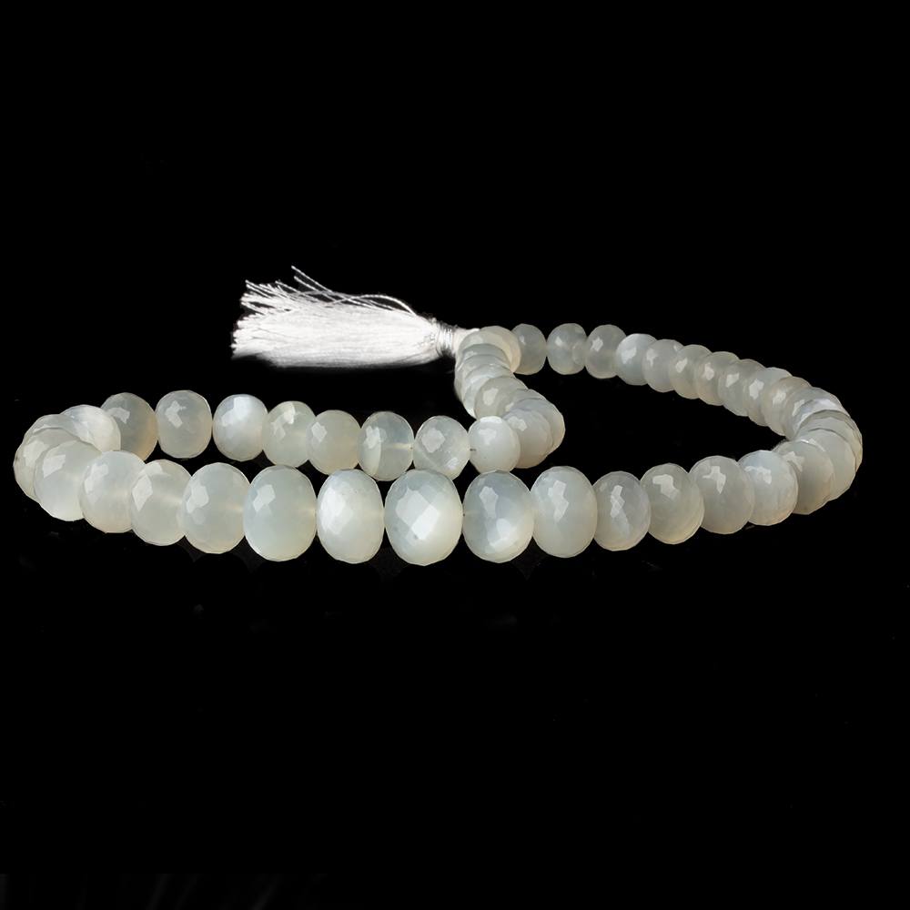 9mm - 14mm White Moonstone faceted rondelles 16 inch 48 beads A